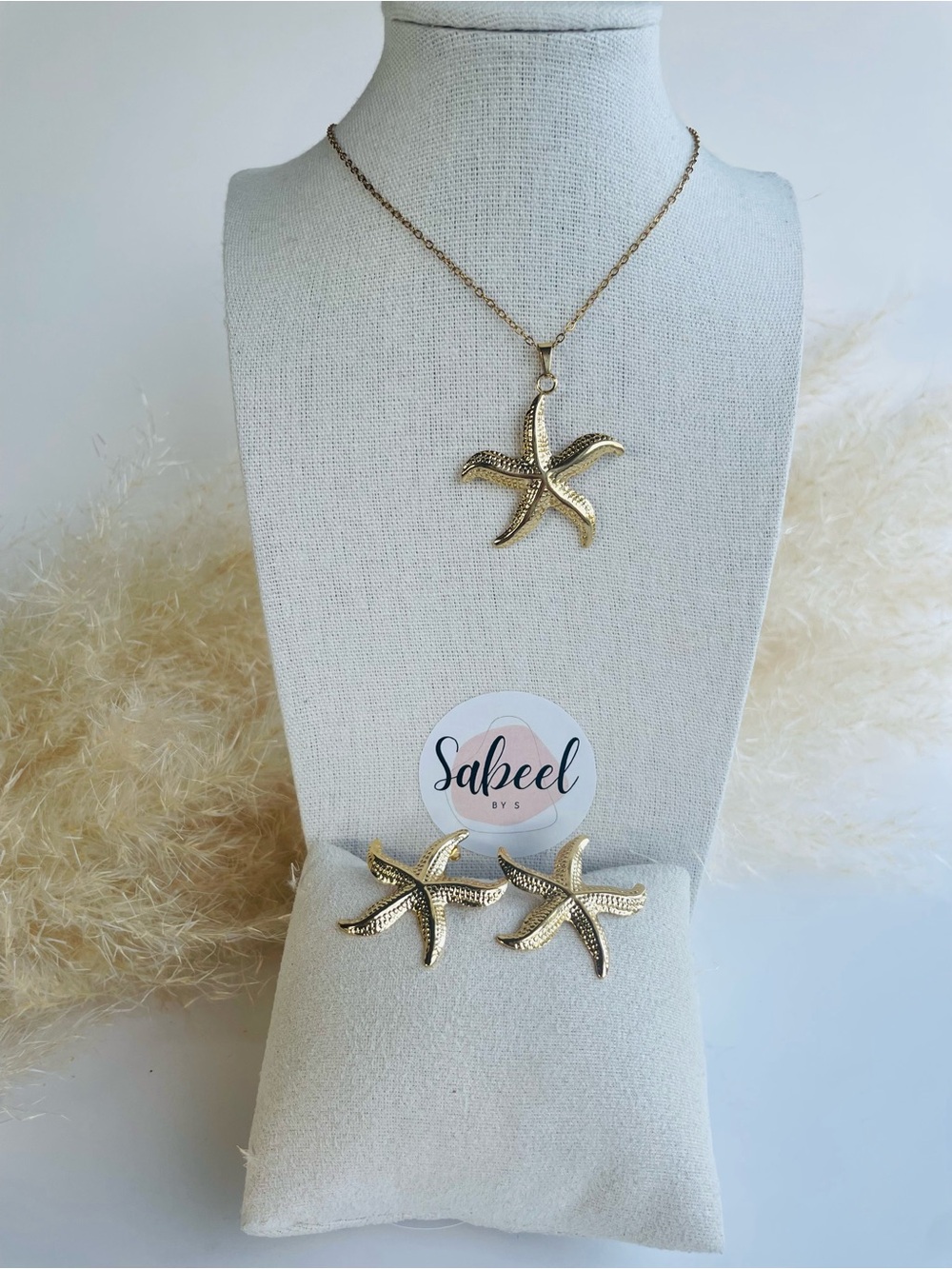 Ensemble Collier + Boucles Étoile de Mer Doré | Starfish Jewelry Set